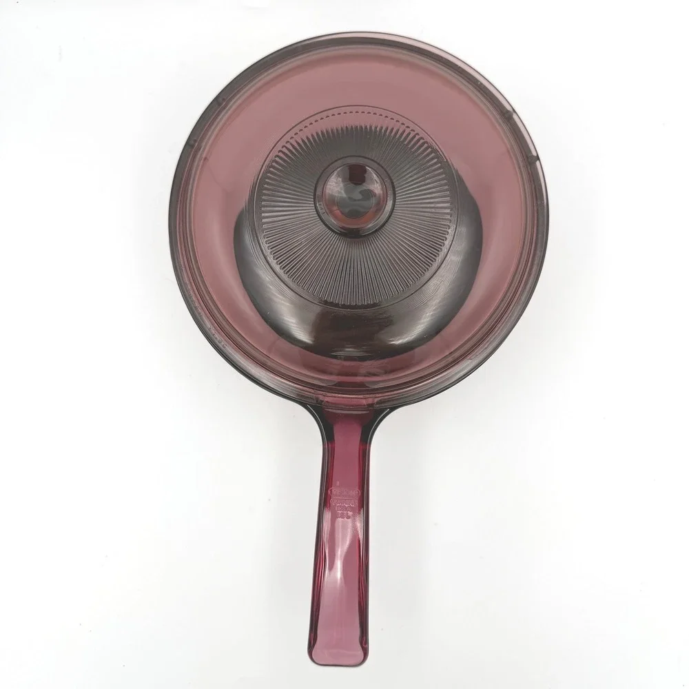 Corning Visions Saucepan 1.5L Cranberry Glass V-1.5-B Pot with Lid